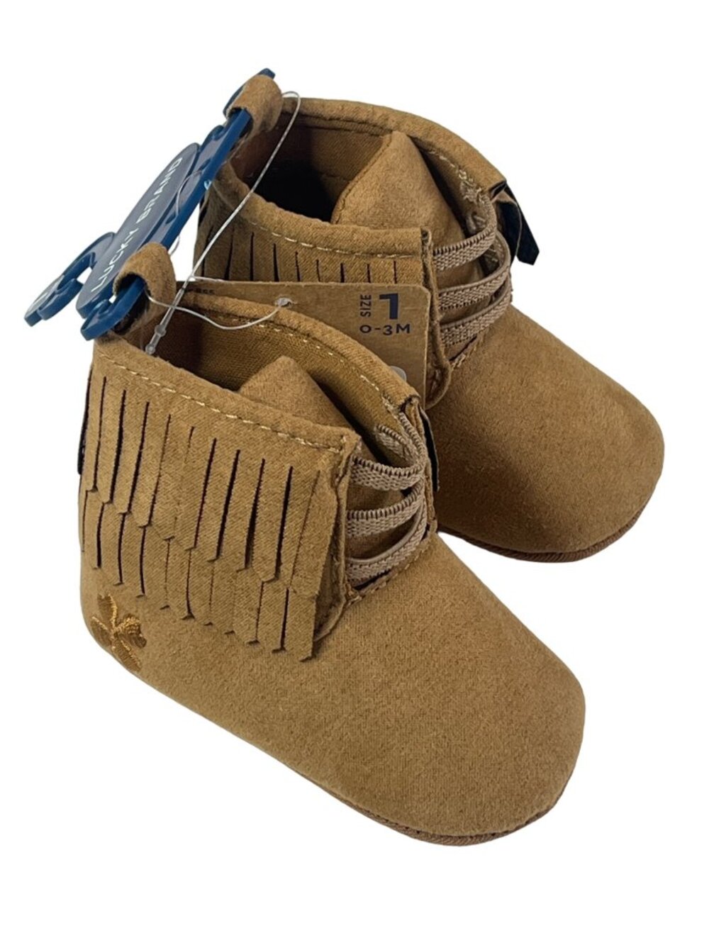 Lucky Brand Baby Girls Faux Suede Fringe Ankle Booties Tan Size 1
